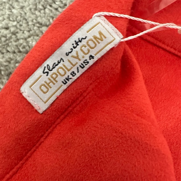 Oh Polly NEW All Eyelets On You Suede Contrast Mini Skirt and Top in Red - Picture 9 of 9